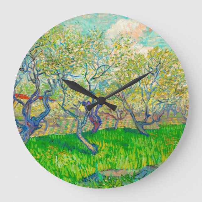 Relógio Grande Pomar Vincent van Gogh em Blossom (Frente)