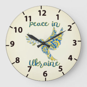 Relógio Grande Pombo de oliveira das cores pacifistas da bandeira