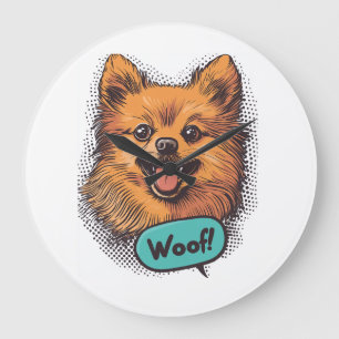Relógio Grande Pomerânia Pop Art � Cão de Desenho Animato Retro