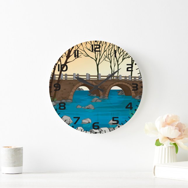 Relógio Grande Ponte russa sobre paisagem natural fluvial (Criador carregado)