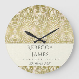 RELÓGIO GRANDE PONTO MOSAIC BRANCO DOURADO GLAMOROSO SALVE O PRES