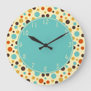 Relógio Grande Pontos de Bolha Centro Azul Retro Azul Amarelo Ver