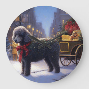 Relógio Grande Poodle Christmas Fesason