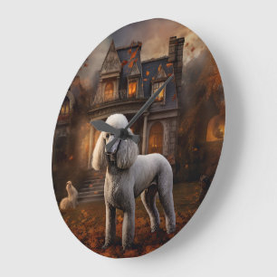 Relógio Grande Poodle Halloween Scary