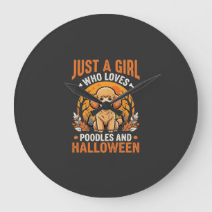 Relógio Grande Poodles Halloween Menina Amante de Cachorro Design
