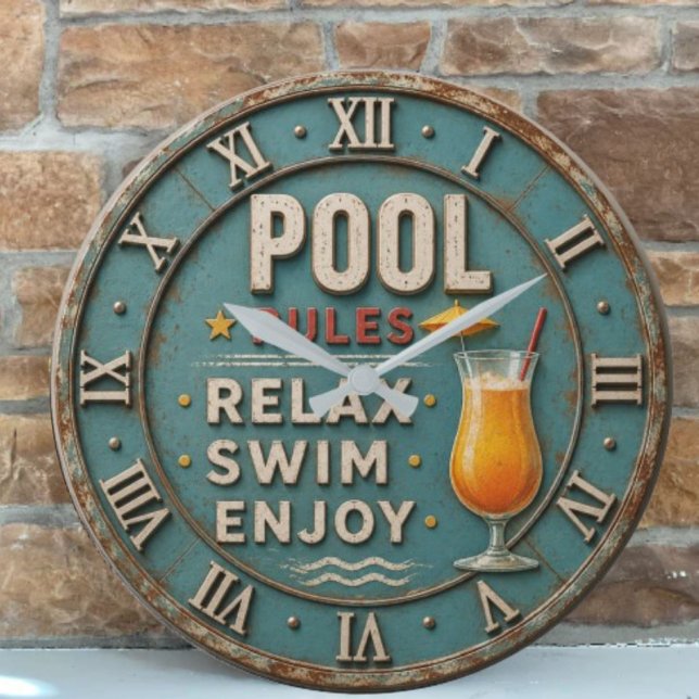 Relógio Grande Pool Rules Swimming  Decor  (Criador carregado)