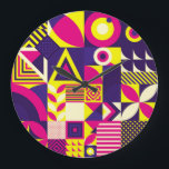 Relógio Grande Pop art, formas geométricas coloridas.<br><div class="desc">Padrão sem costura de forma Pop e Abstrato geométrica colorido. Papel de parede Decor do azulejo Embale o pop e a cor com formas geométricas do abstrato. Adicione um pop de cor com um padrão geométrico vibrante e abstrato. padrão, vibrante, bloco, pop, flor, ilustração, legal, abstrato, diversão, geometria, textura, geometria,...</div>