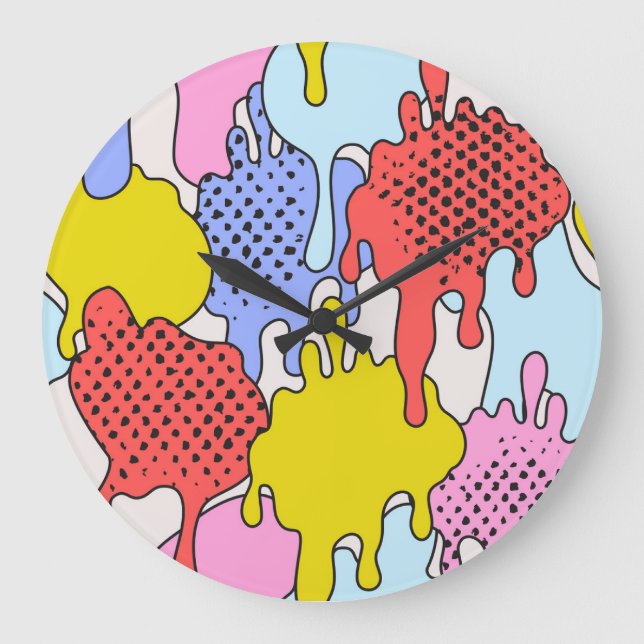 Relógio Grande Pop Art Splatter: Drama em Quadrinhos (Frente)