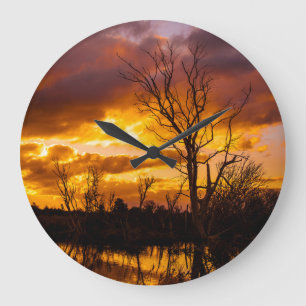 Relógio Grande Pôr do sol pelo lago