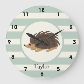 Relógio Grande Porco- da floresta, ouriço; Verde prudente claro