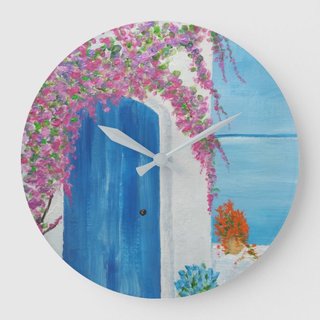 Relógio Grande Porta azul grega (Frente)