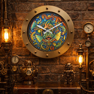Relógio Grande Porta de Olho de Boi de Submarino Steampunk Criatu