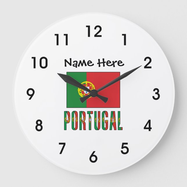Relógio Grande Portugal e a bandeira portuguesa com o seu nome (Frente)