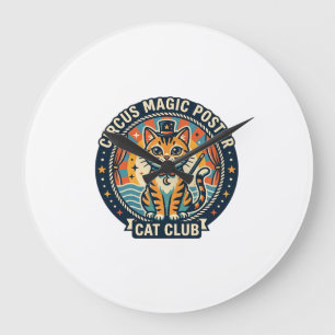 Relógio Grande Pôster de Magia de Circo Gato Design de Gatinho Fo