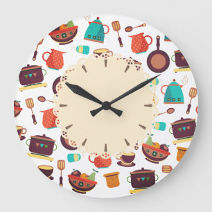 Relógio Grande Potes de cozinha batedores utensílios cozinhar rel