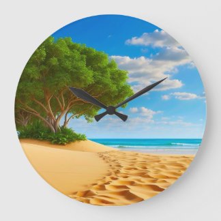 Relógio Grande Praia de Areia da Ilha Tropical Deserta