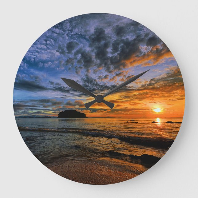 Relógio Grande Praia Sunset Tropical (Frente)