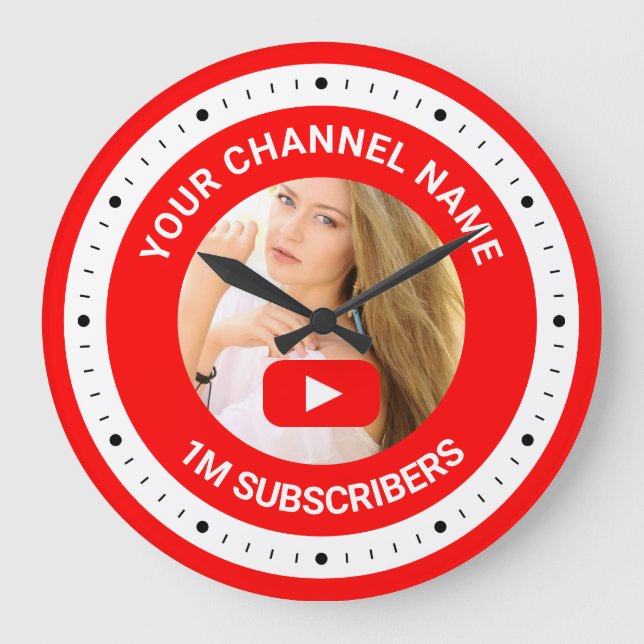 Relógio Grande Presente de Foto Personalizada do Canal do Youtube (Frente)