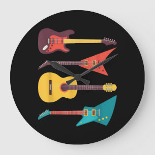 Relógio Grande Presente De Guitarra Elétrica E De Guitarra Acús