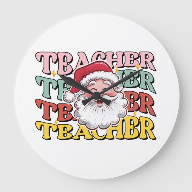 Relógio Grande Presente de Professor | Papai Noel Professor (Frente)
