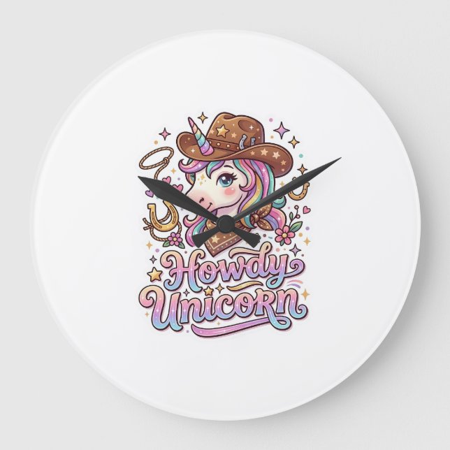 Relógio Grande Presente de Unicórnio Howdy Unicórnio Ideia de Ade (Frente)