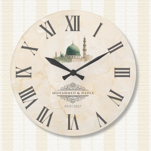 Relógio Grande Presente Islâmico Nikah   Nomes e Data da Masjid A