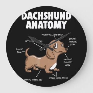 Relógio Grande Presente para cães  Anatomia Dachshund Funny Weine