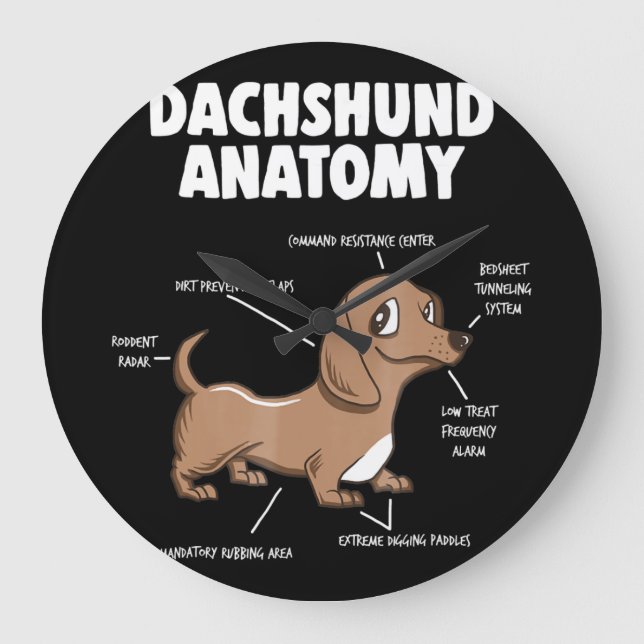 Relógio Grande Presente para cães| Anatomia Dachshund Funny Weine (Frente)