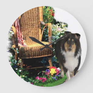 Relógio Grande Presentes de Arte Collie em Triores Rough