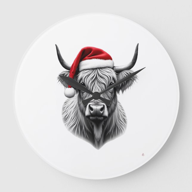 Relógio Grande Presentes de Natal da Vaca Highland de Bebê Fofo N (Frente)
