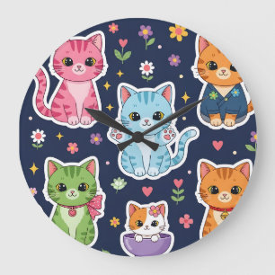 Relógio Grande Presentes Fofo Gatos Kawaii Neko Kitten Engraçado 