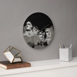 Relógio Grande Presidentes Monte Rushmore Graphic Art, Wall Clock