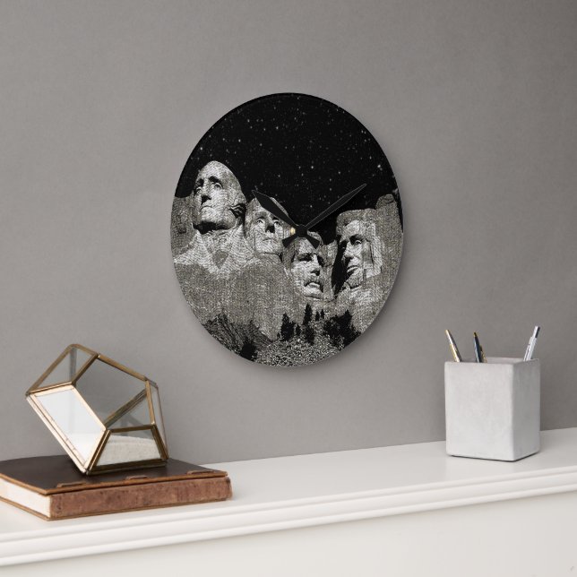 Relógio Grande Presidentes Monte Rushmore Graphic Art, Wall Clock (Escritório)