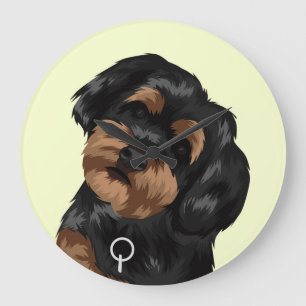 Relógio Grande Preto bonito e cão de Brown