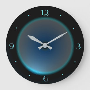 Relógio Grande Preto com face azul/aquática >Relógio de parede