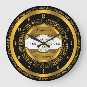 Relógio Grande Preto e 15o aniversário de casamento elegante