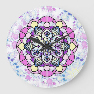 Relógio Grande Primavera Mandala Wall Clock