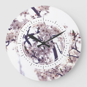 Relógio Grande Primavera Plum Blossom Tree Elegante Foto da Natur