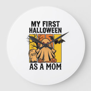 Relógio Grande Primeira camiseta de mãe de Halloween, design de f
