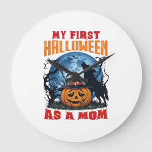 Relógio Grande Primeiro Halloween Como Mãe Abóbora Lobo Lua_1