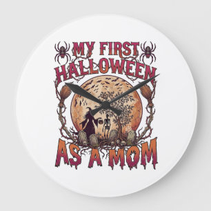 Relógio Grande Primeiro Halloween Como Mãe Bruxa Esqueleto Lua_1