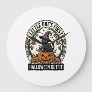 Relógio Grande Primeiro Traje de Halloween Vintage Gato Preto Abó