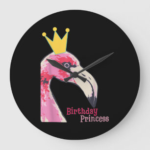 Relógio Grande Princesa de aniversário Flamingo   Flamingo-Cute