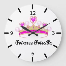 Relógio Grande Princesa Personalizada Tiara