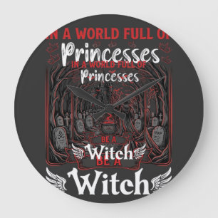 Relógio Grande Princesas Sejam Bruxas Halloween Castelo Caldeirão