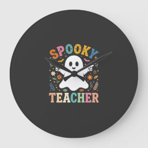 Relógio Grande Professor Assustador Fantasma Fofo Design de Hallo