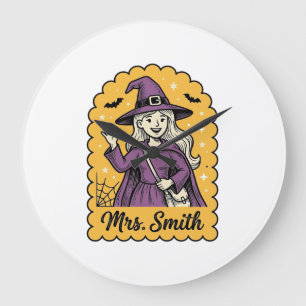 Relógio Grande Professora Bruxa Fofa Sra Smith Vintage Desenho de