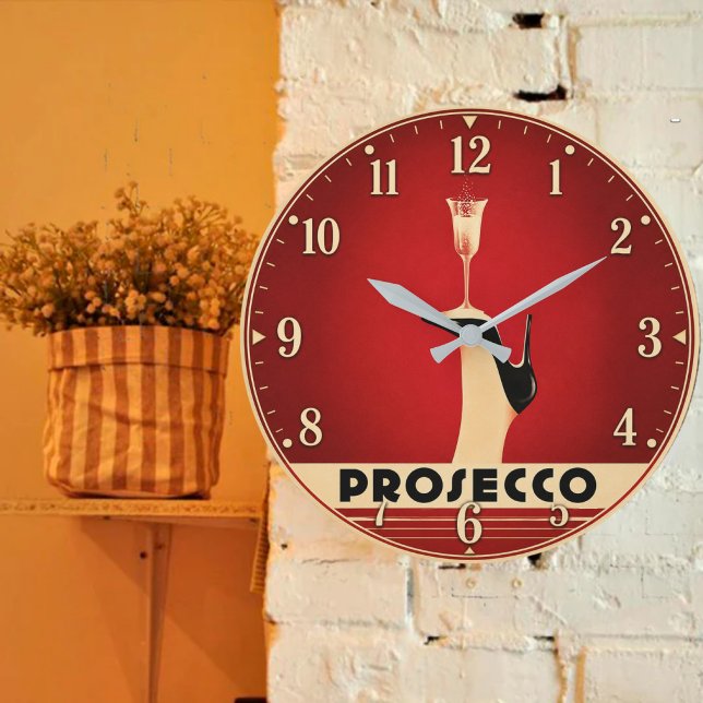 Relógio Grande Prosecco Champagne Lover Kitchen Elegant Wine (Criador carregado)