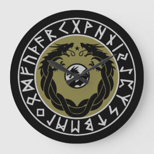 Relógio Grande Proteção de Runa Viking Dragão