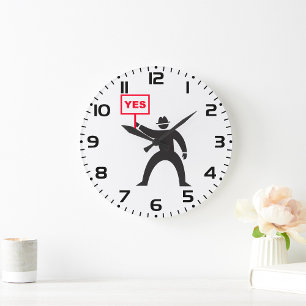 Relógio Grande Protesto de Figura do Stick Minimalista Sinal de N